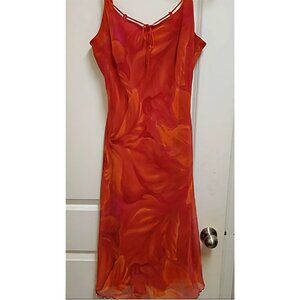 **MEGHAN MATTHEWS Fuschia Floral Midi Dress in Size 16